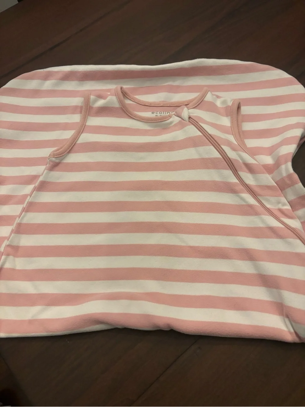 Woolino Ecolino Pink & White Striped Sleeveless Baby Sleep Sack 100% cotton